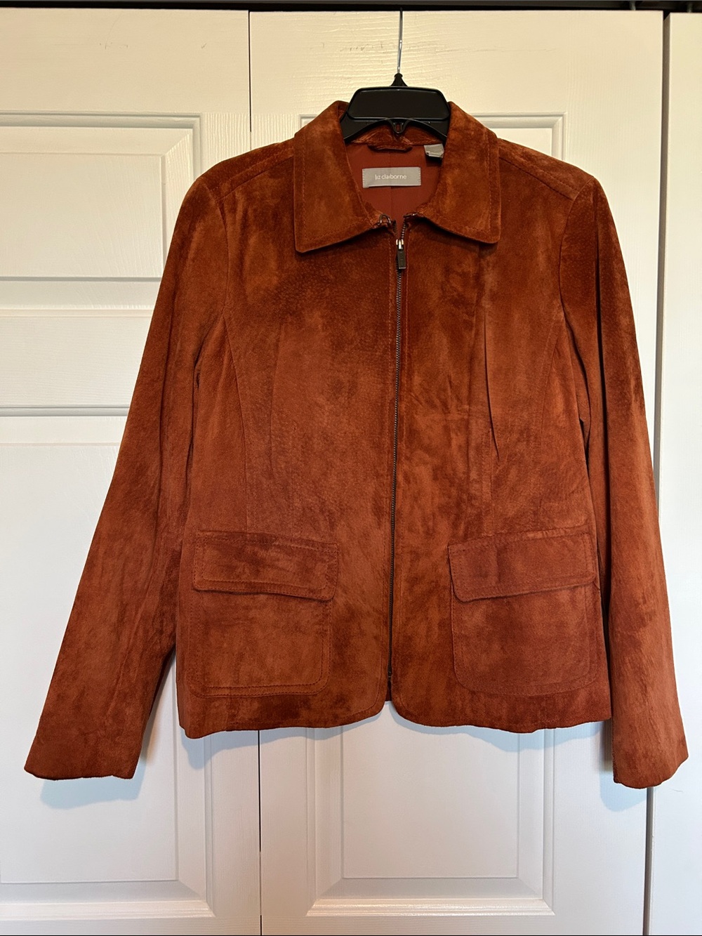 Luz Claiborne Rust Suede Zip-Front Jacket